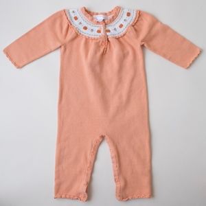 Janie & Jack fall romper with pumpkin/acorn trim